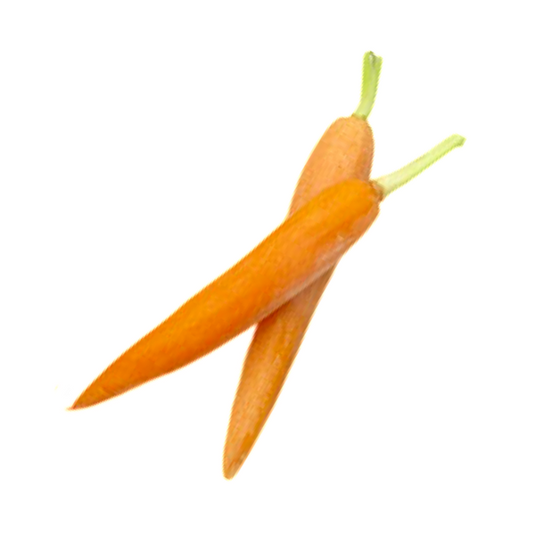 CARROTS BABY PEELED WITH STEM TRI COLOR