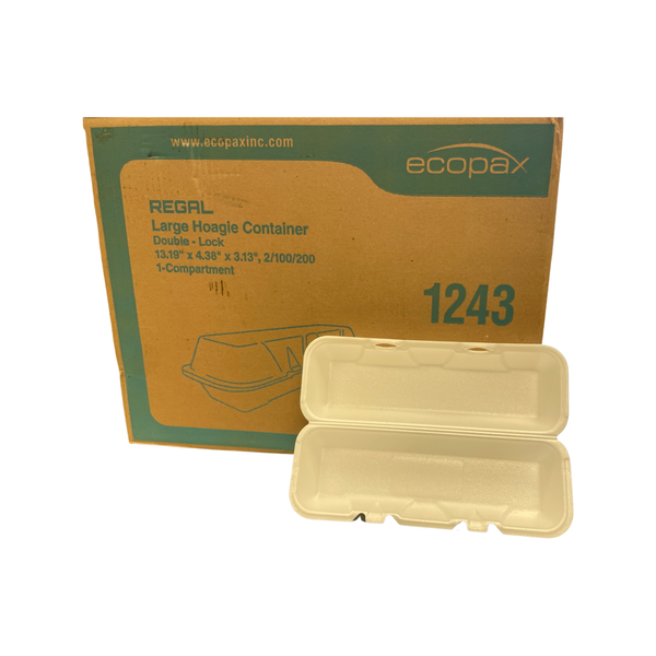 12 1243 FOAM HOAGIE HINGED CONTAINER
